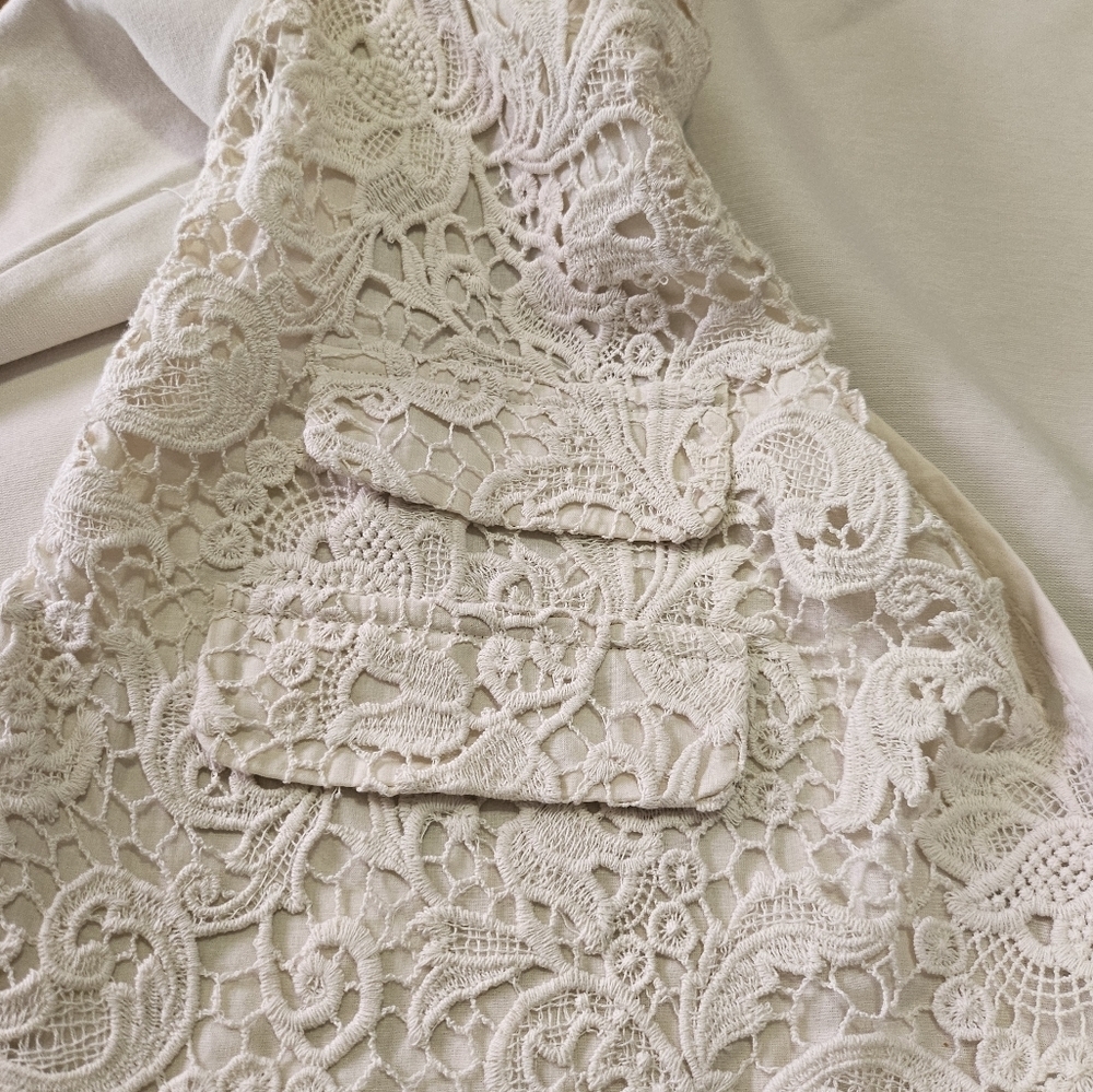 Chico's Ivory Crochet Lace Bolero jacket Size 1 (S) - Picture 8 of 10